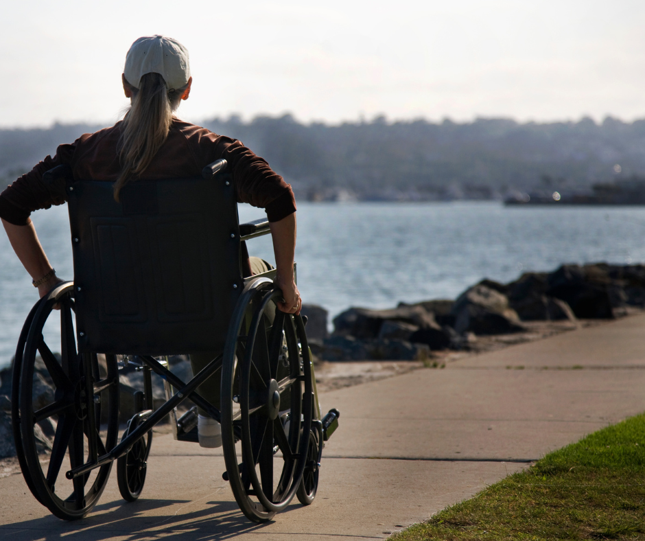 disabled woman on pathway