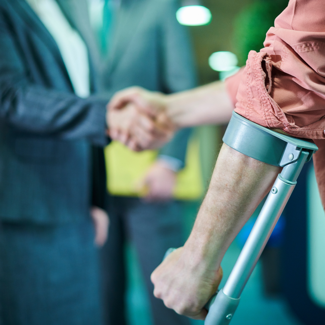 injured man with lawyer